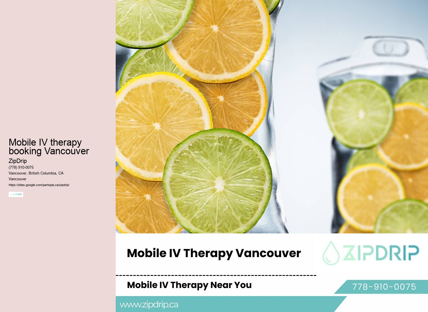 Mobile vitamin boost Mobile IV therapy booking Vancouver