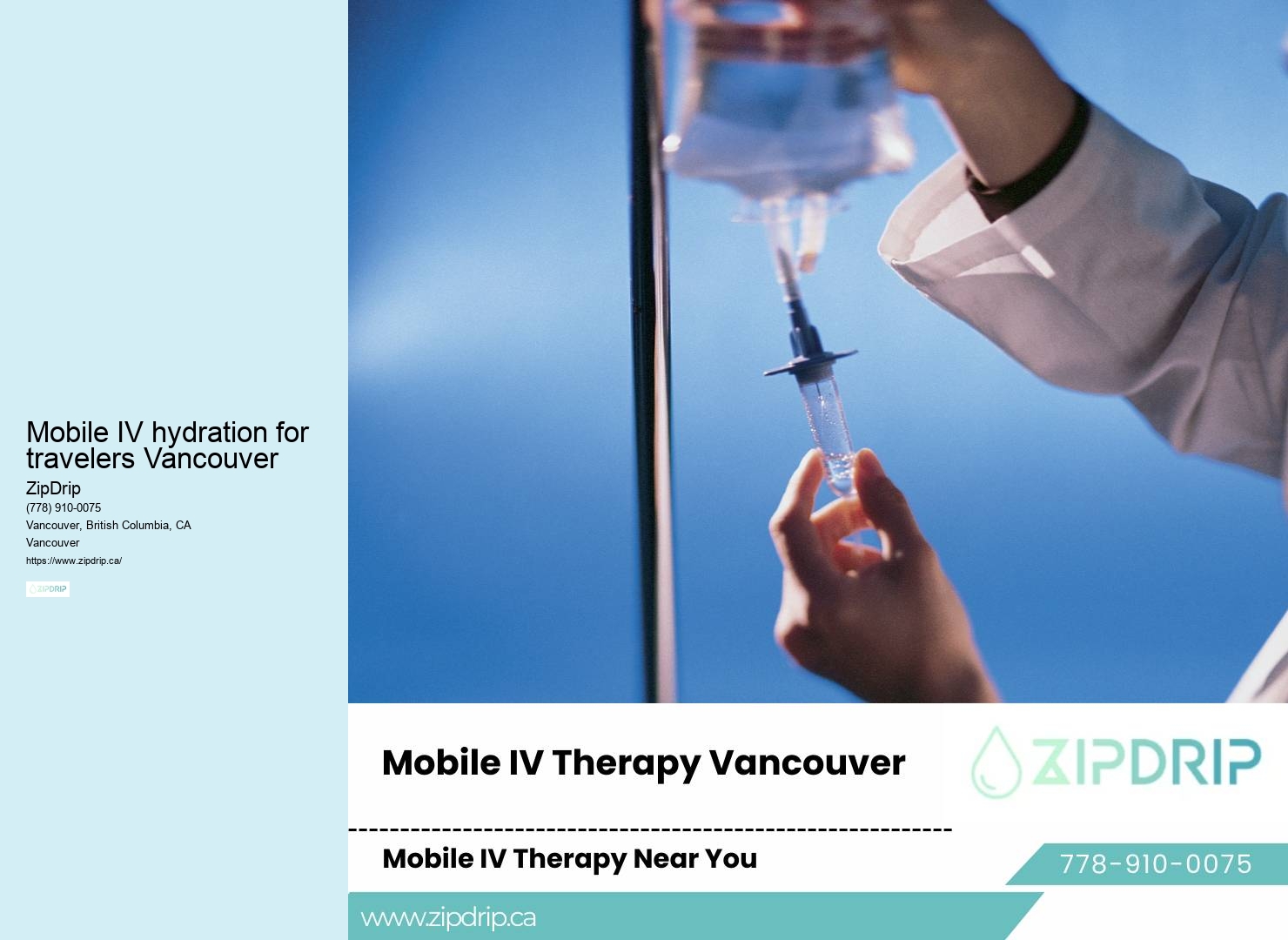 Mobile IV hydration for travelers Vancouver Mobile IV Infusion